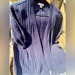 NWOT Navy Blue Short Sleeve Cardigan Sweater